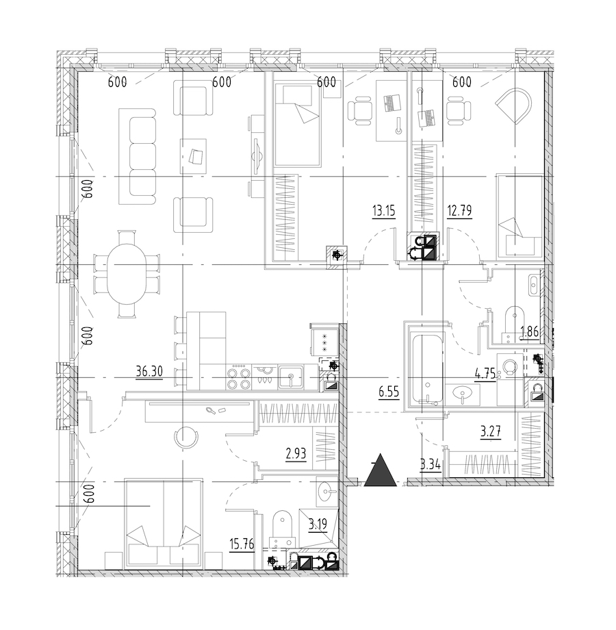 3-комнатная квартира 103.88 м², 7/9 эт., ЖК «LEGENDA Малоохтинский 68»